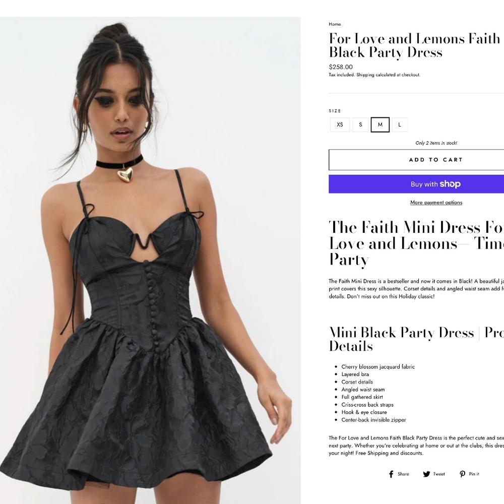 For Love And Lemons Black Mini Party Dress
